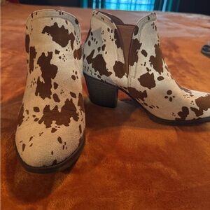 Cow Print Ankle Boots